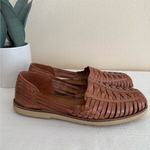 SUNSTEPS Capri Tan Hand Woven Leather Huarache Sandals